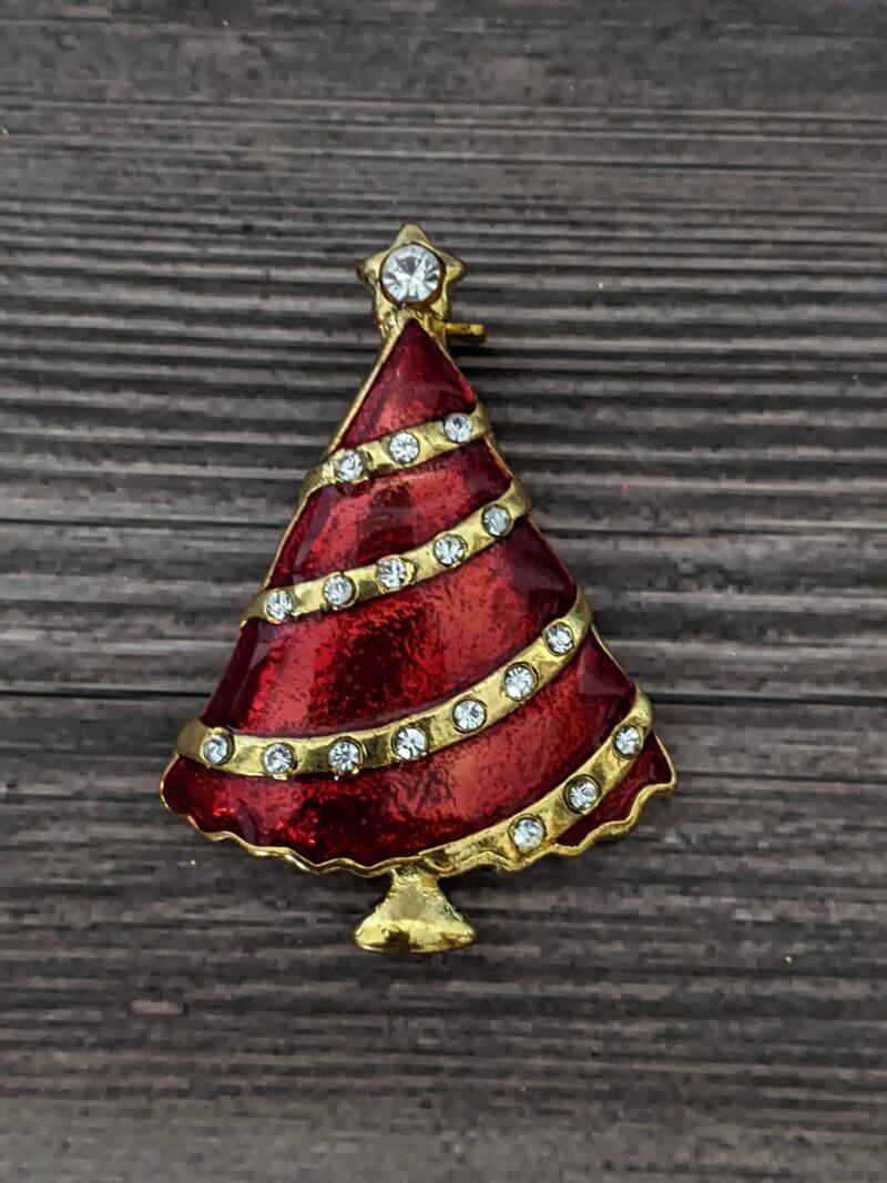 Red Christmas Tree Brooch