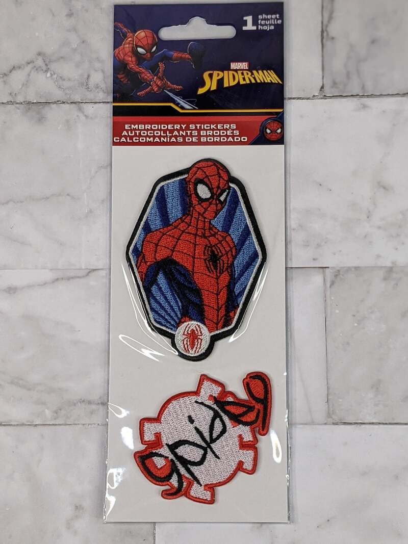 Spider-Man Embroidery Stickers - 1 Sheet of 2 Stickers New ST3052 Marvel