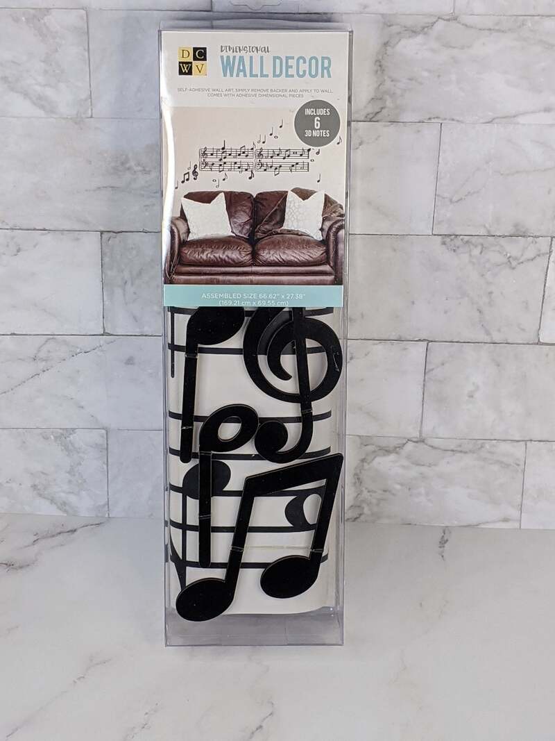 Music Notes Dimensional Wall Decor Self-Adhesive 3D with Staff