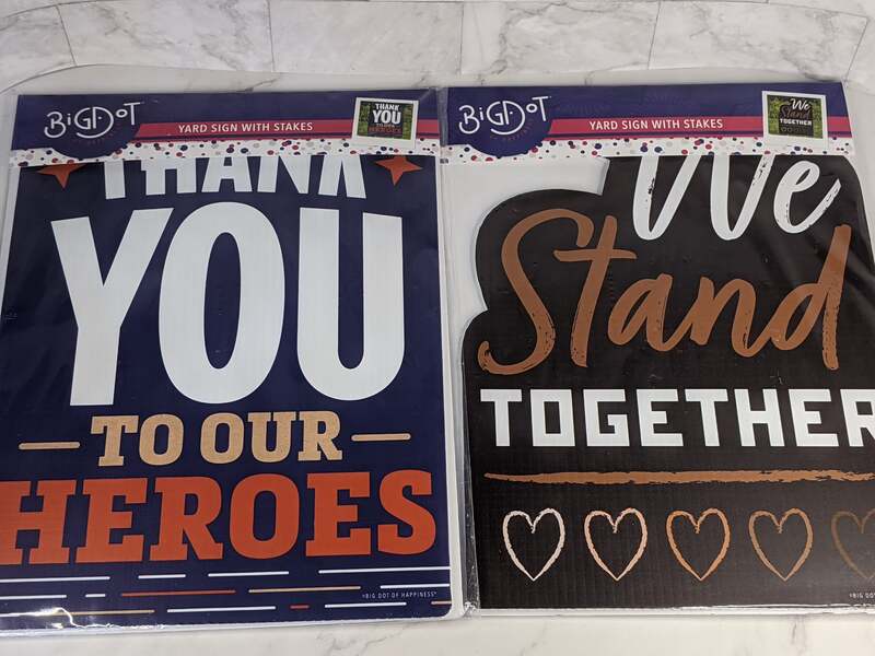 Yard Signs Thank You To Our Heroes and We Stand Together with Stakes by Big Dot