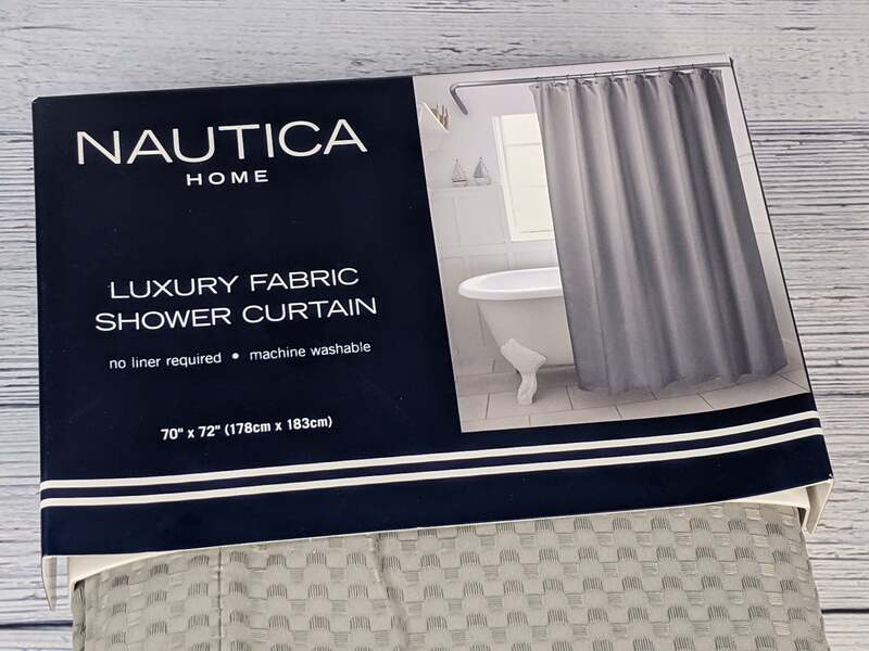 Nautica Shower Curtain Gray Luxury Fabric 70 x 72 Polyester with Grommets