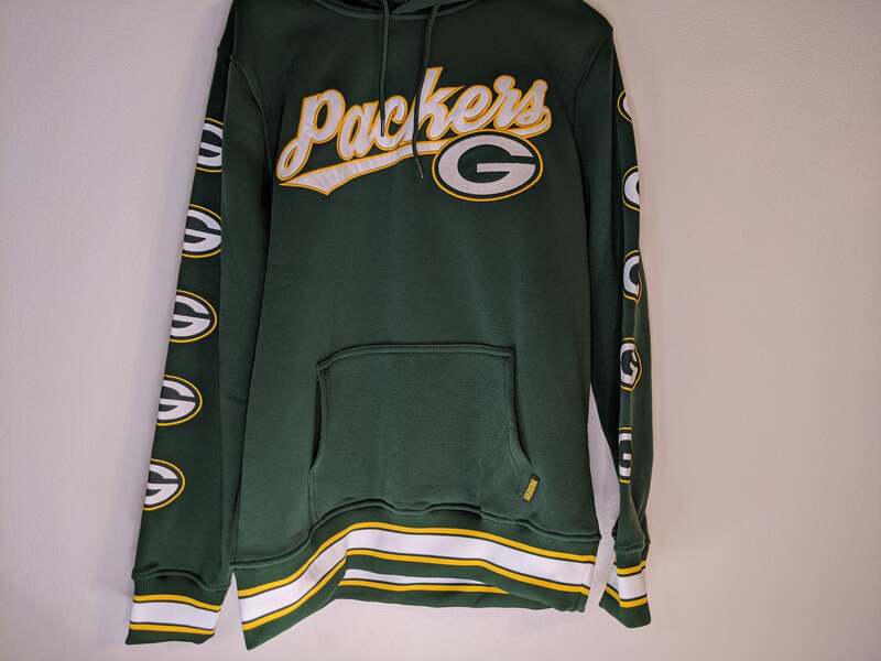 Green Bay Packers Men's Hoodie with Logo Sleeves NFL Green Size Medium