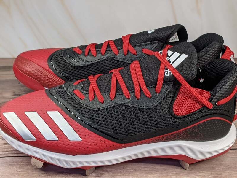 Adidas Red Bounce Metal Baseball Cleats
