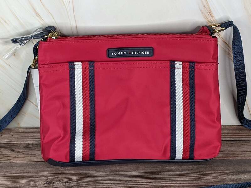 Red Crossbody Tommy Handbag with Stripes