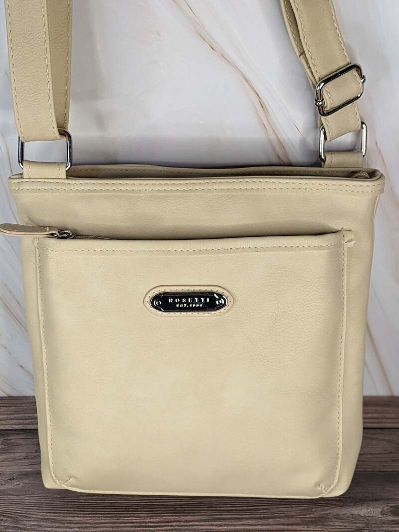 Tan Rosetti Crossbody Handbag