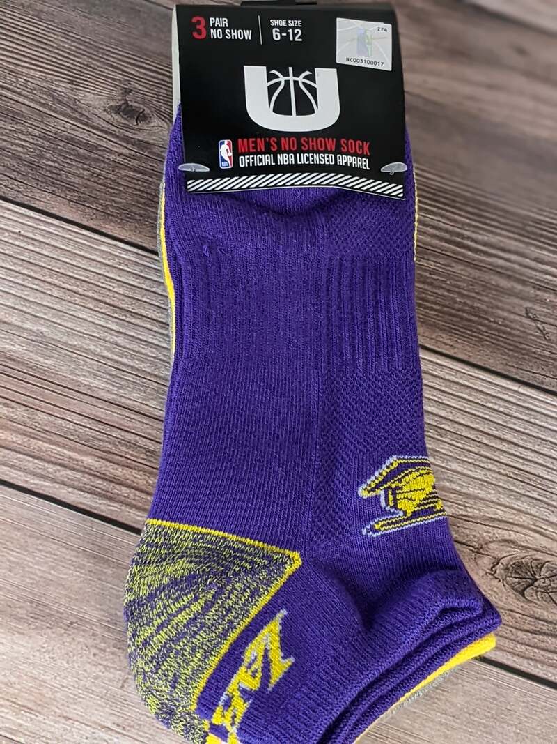 Lakers Men's No Show 3 Pair Socks