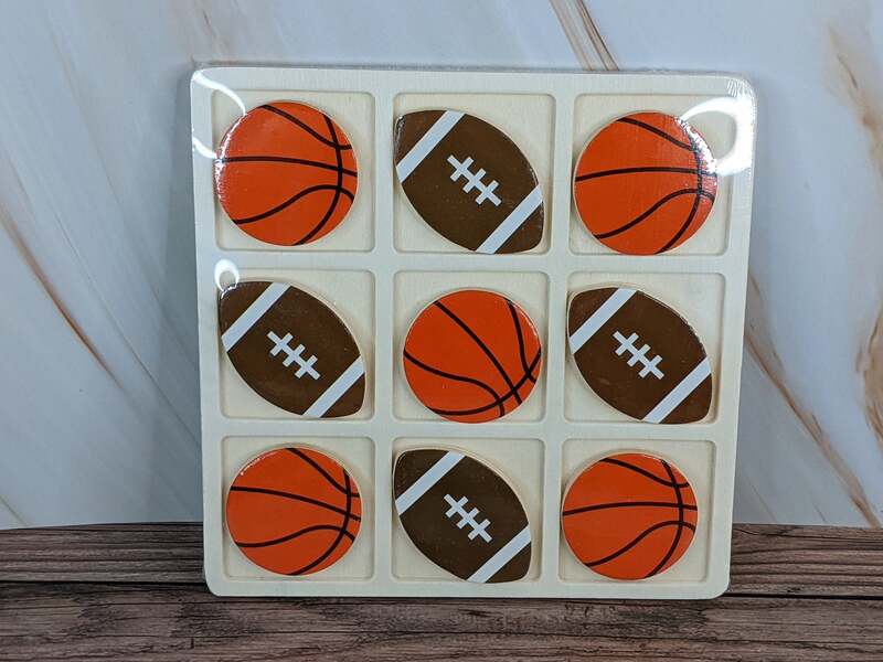 Basketball Football Wood Tic-Tac-Toe