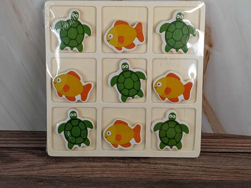 Turtle Fish Wood Tic-Tac-Toe