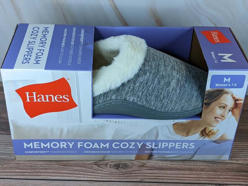 Hanes Women's Grey Slippers Med 7-8