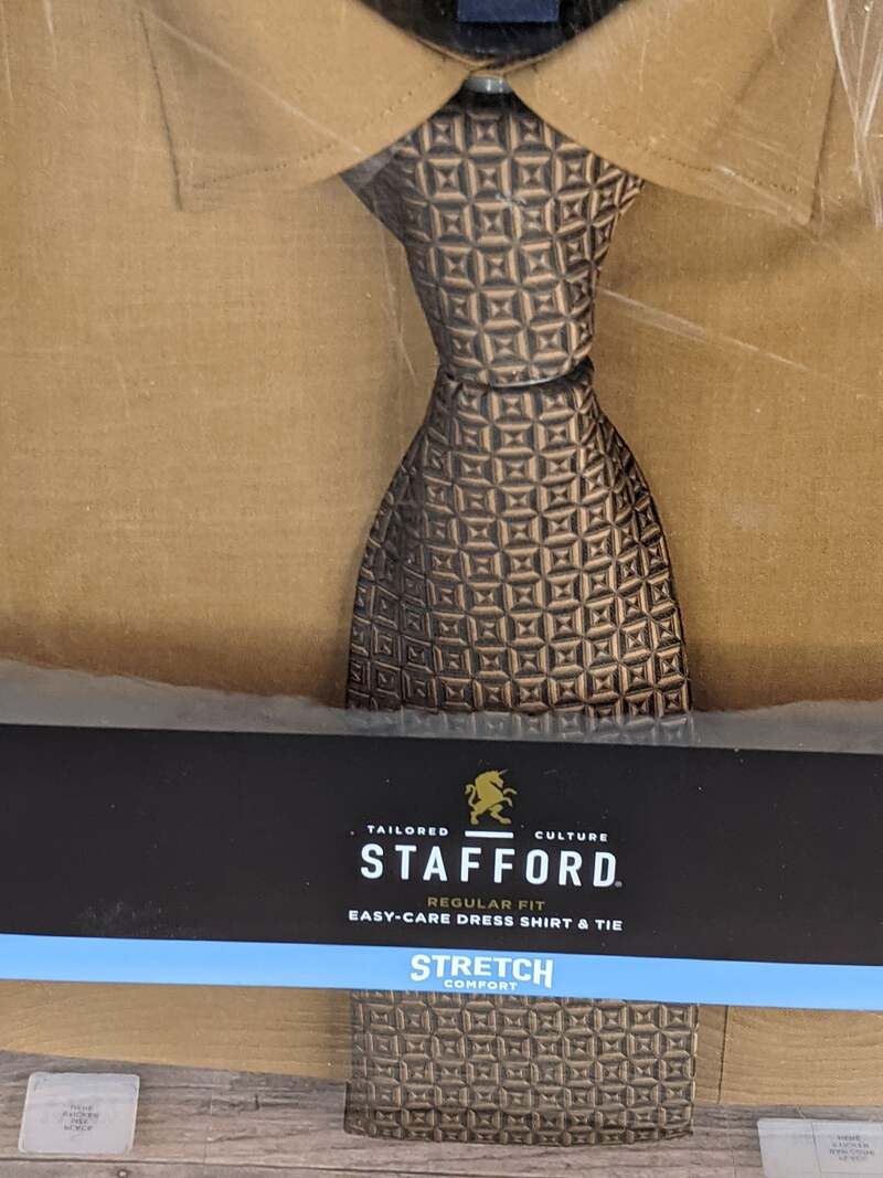 Stafford Brown Dress Shirt with Tie
