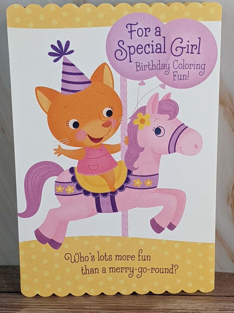 Merry-Go-Round Birthday Coloring Card