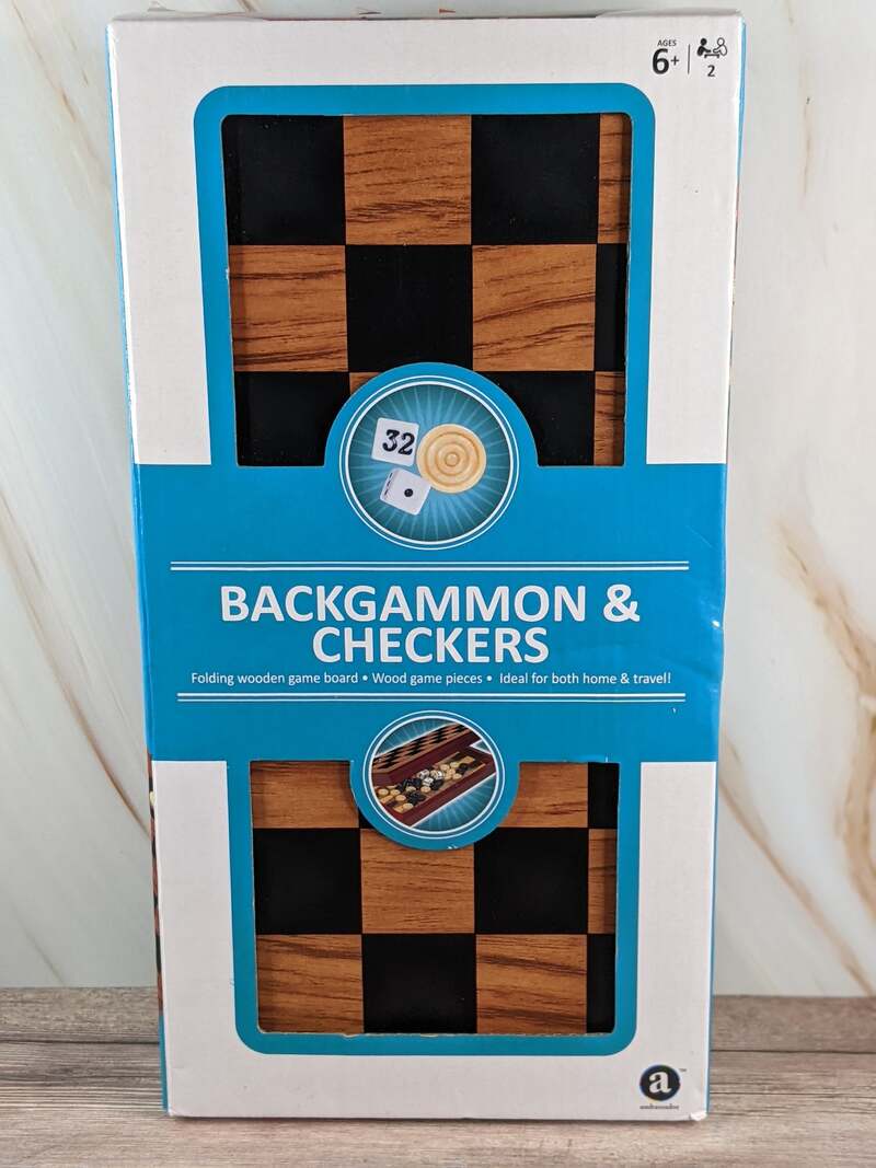 Folding Wooden Backgammon and Checkers