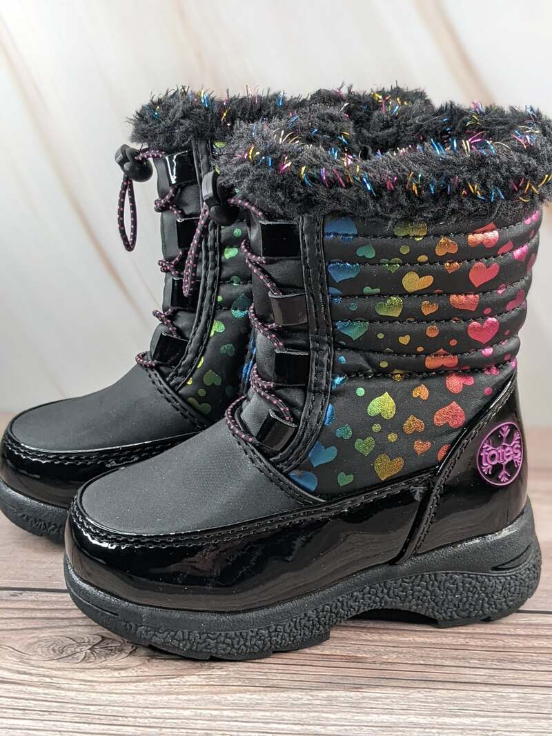 Totes Metallic Hearts Toddler Size 6 Boots