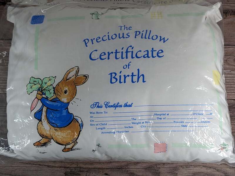 Peter Rabbit Birth Certificate Pillow