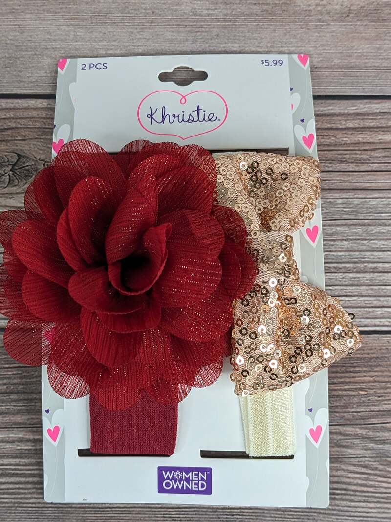 Burgundy and Rose-Gold Baby Headbands