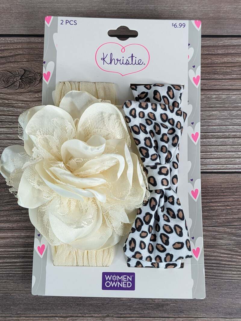 Cream and Leopard Baby Headbands
