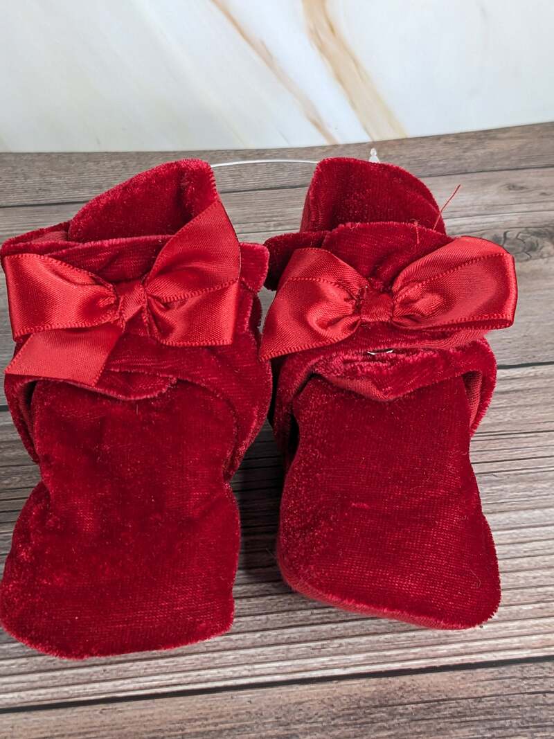 Holiday Bow Red Booties 0-3 Months