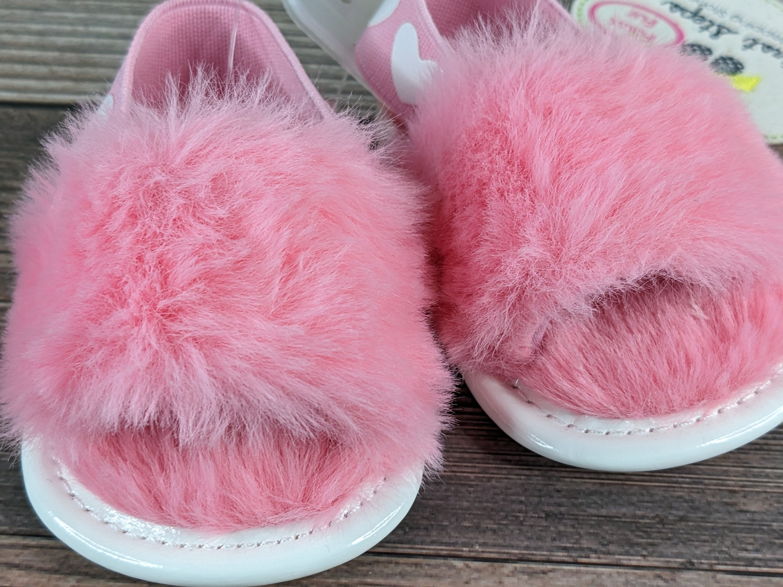 Pink Faux Fur Sliders 0-3 Months