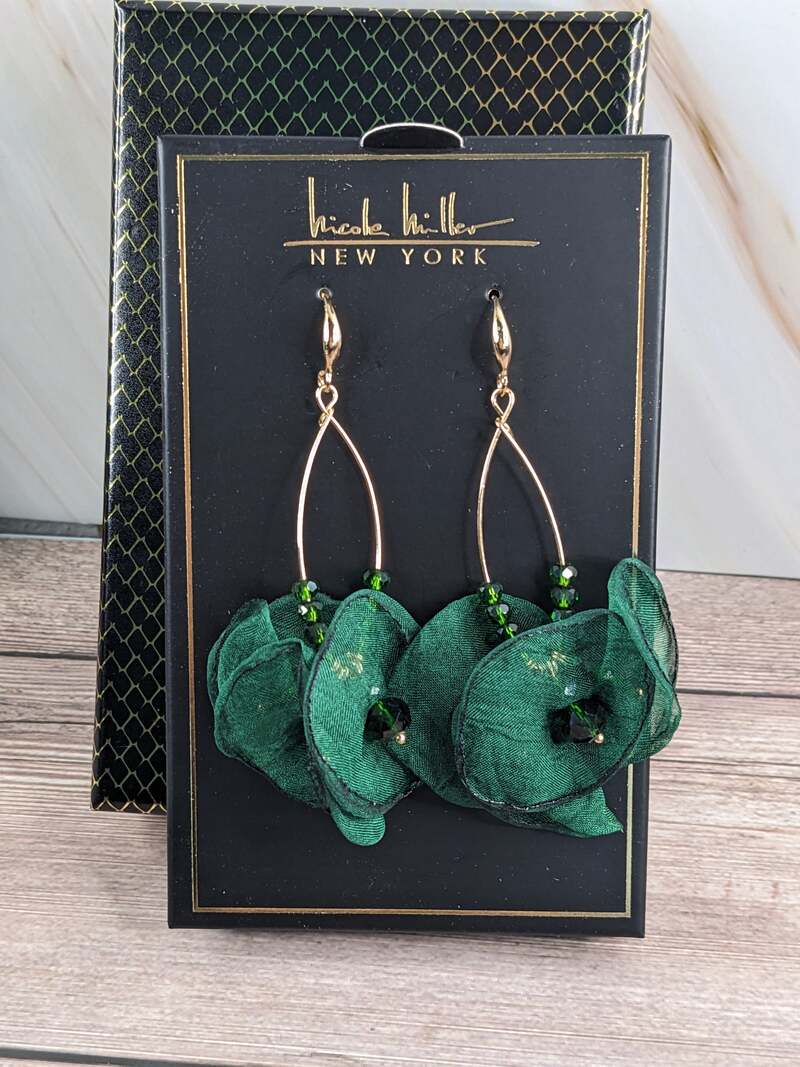 Green Flower Earrings
