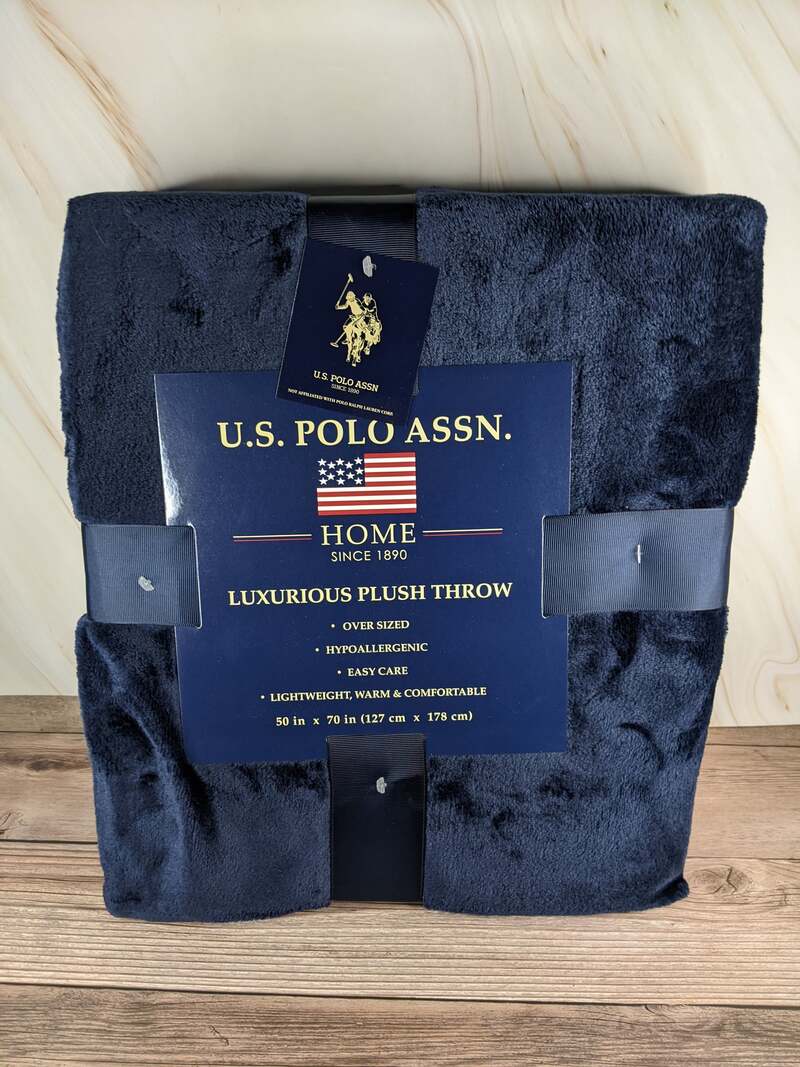 U.S. Polo Navy Plush Throw