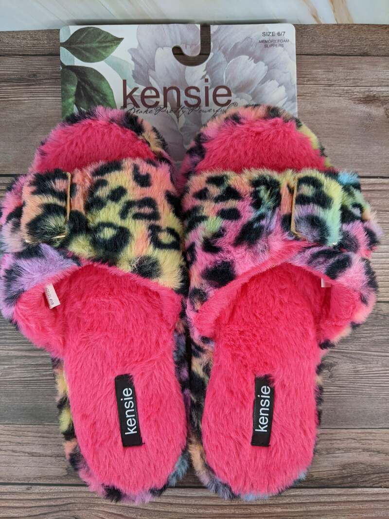 Rainbow Leopard Memory Foam Slippers