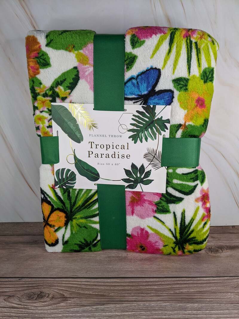Tropical Paradise Flannel Plush Throw