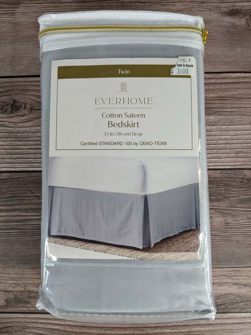 Gray Twin Cotton Sateen Bedskirt