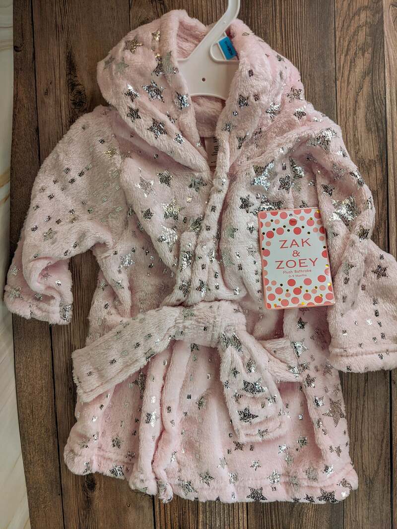Stars Pink Plush Bathrobe 0-9 Months