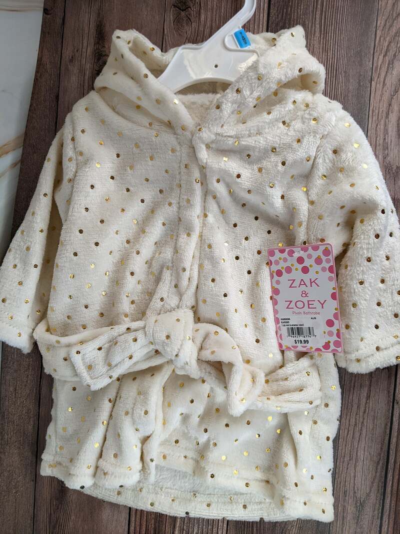 Gold Dot Cream Plush Bathrobe 0-9 Months