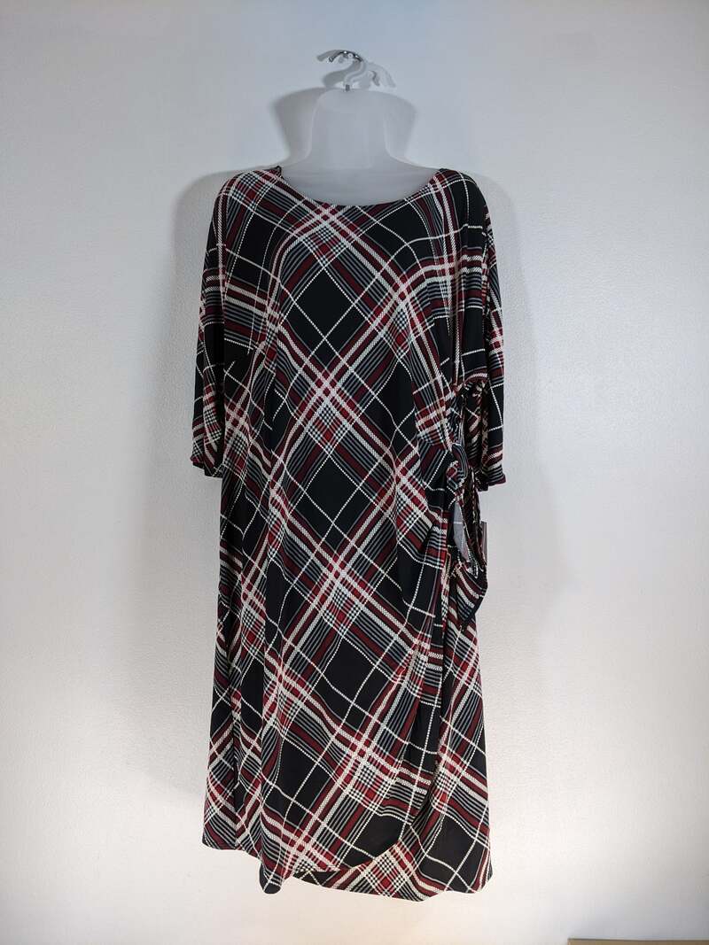 Black Red Cream Plaid Dress 1X
