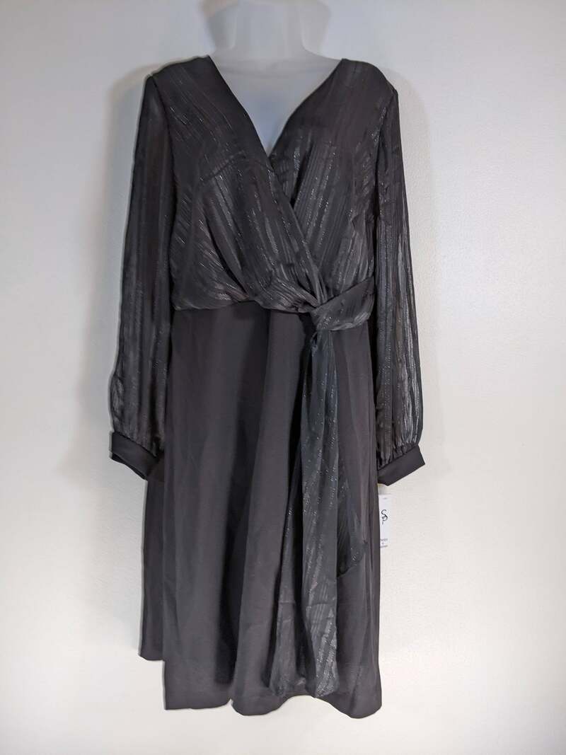 Black Dress with Sheer Black Sleeves Size 16