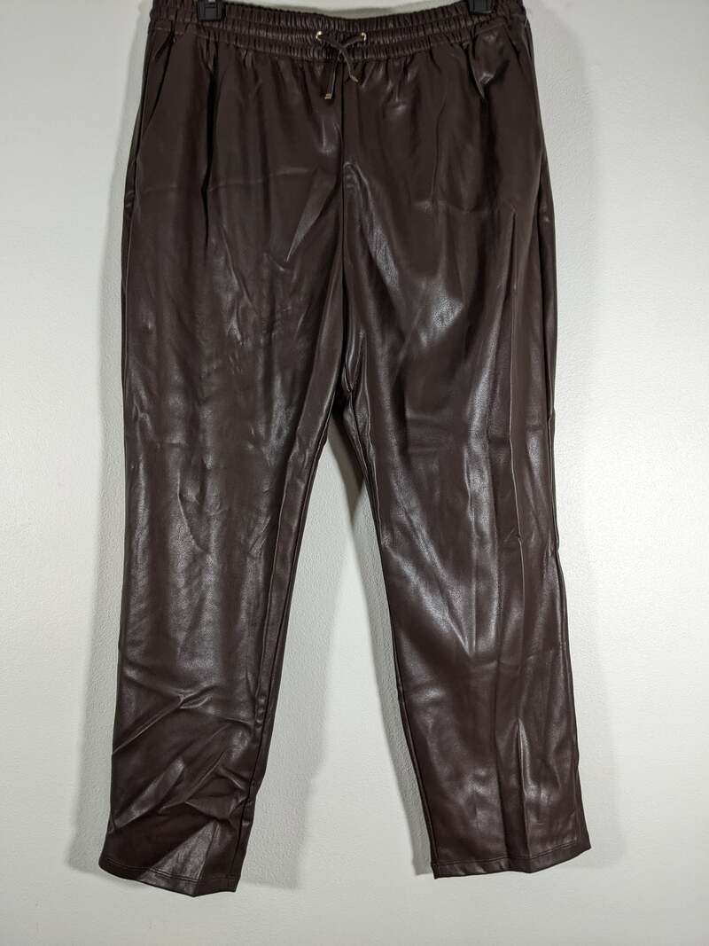 Brown Faux Leather Pants Women's XL