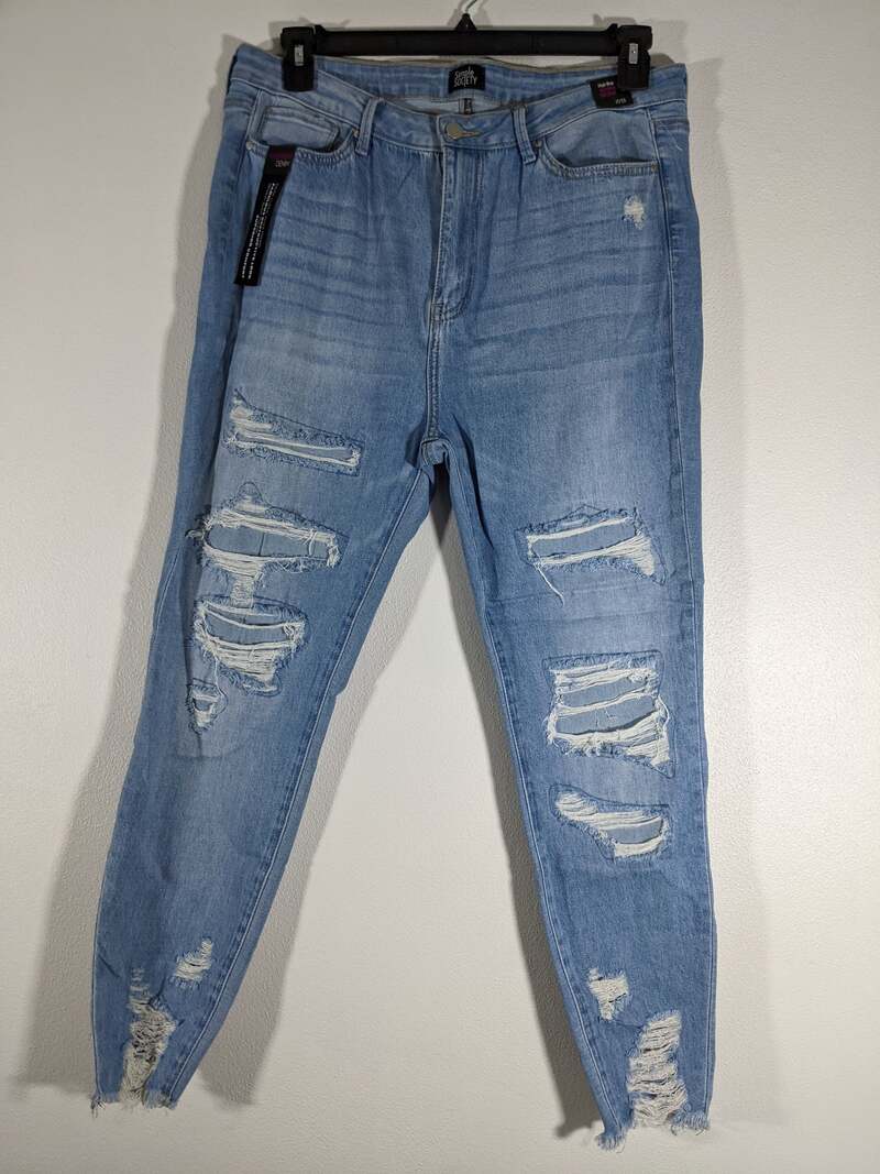 High Rise Ankle Skinny Ripped Jeans Women's Size 17/33