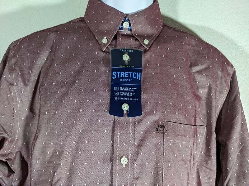 Burgundy Patterned Long Sleeved Men's Oxford Shirt