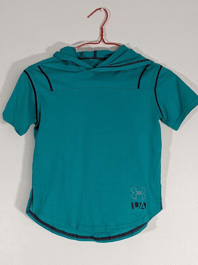 Boys Under Armour Teal Short Sleeve Hooded Shirt
