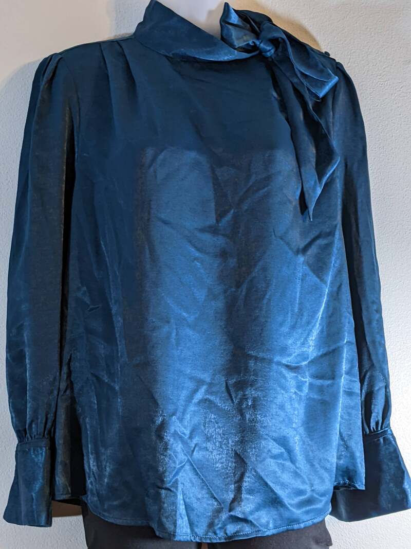 Worthington Dark Teal Blouse Women's Petitie Large