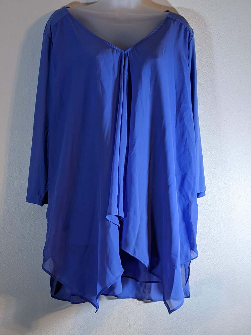 Blue Layered Blouse Women's Size 1X