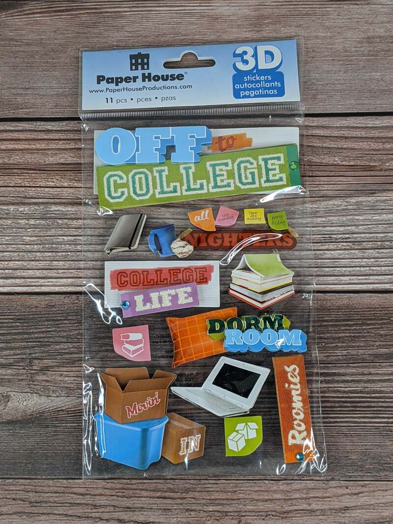 Dimensional Off To College Stickers