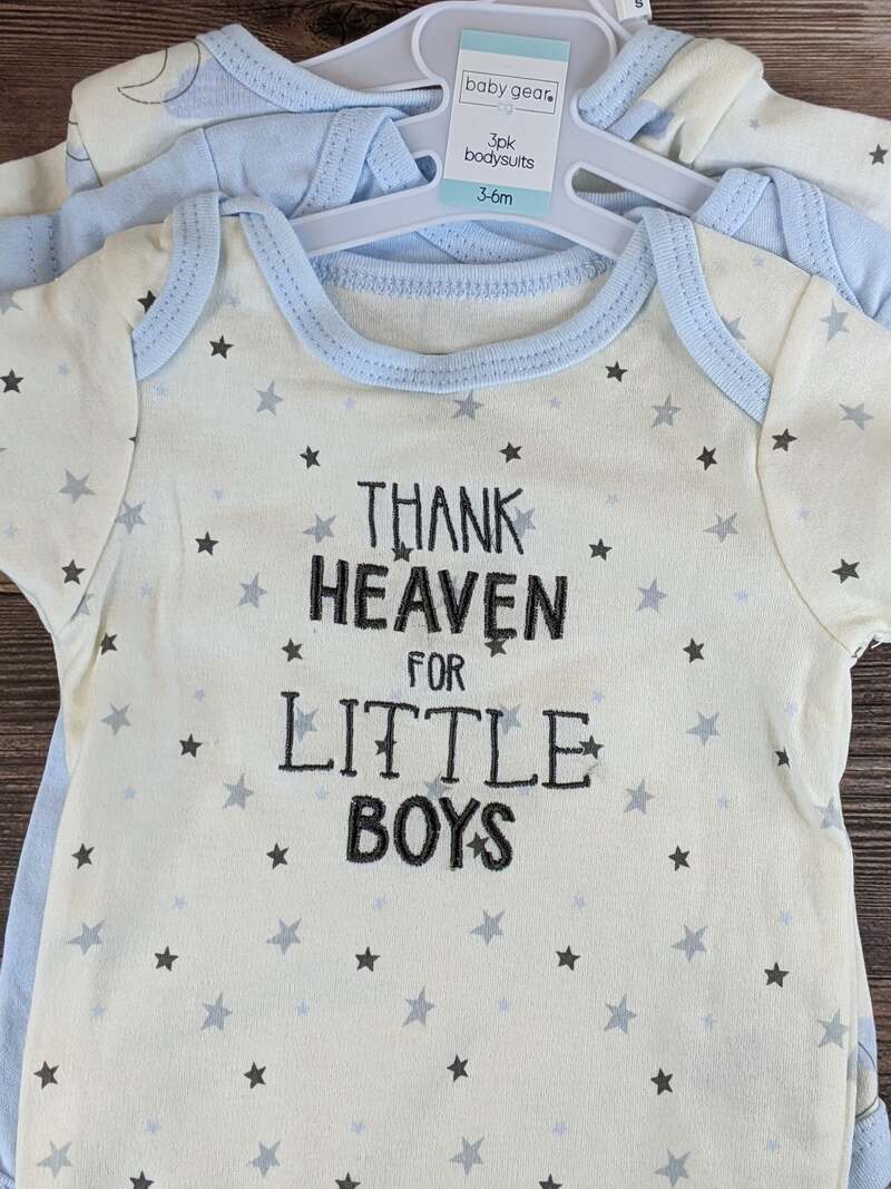 Thank Heaven for Little Boys 3pk Bodysuits 3-6m